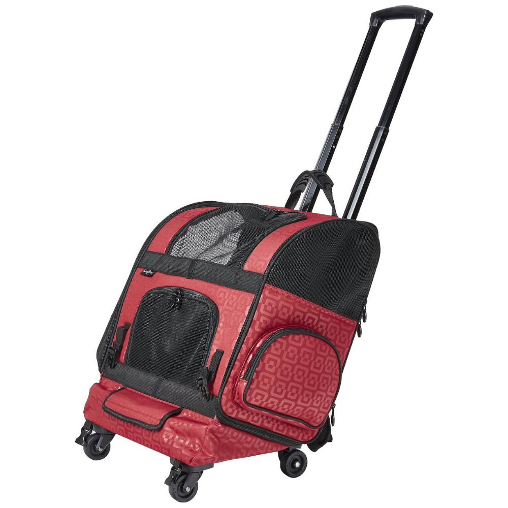 Gen7Pets Geometric Roller with Smart-Level Dog & Cat Carrier Backpack. Red