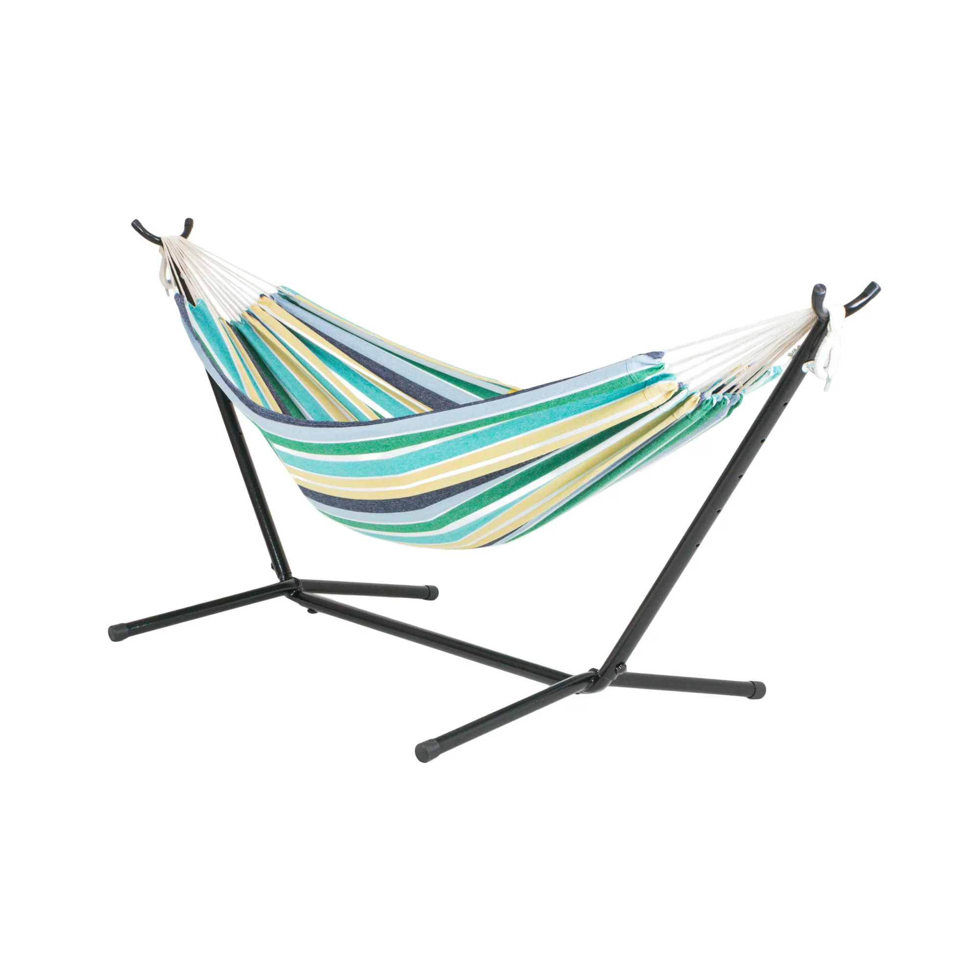 Bliss Hammocks Double Hammock with Space Saving 9ft. Stand & Premium Carry Bag. Country Club Stripe