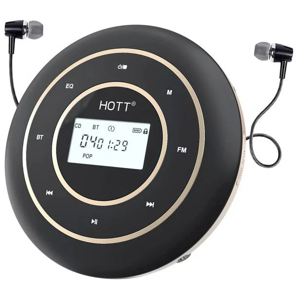 HOTT C105 Portable CD Player with HiFi Bluetooth 5.0 and FM Transmitter Rechargeable Walkman CD Player
