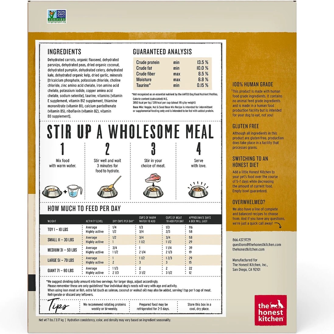 The Honest Kitchen Veggie. Nut & Seed Grain-Free Dehydrated Dog Food Base Mix. 7-lb box