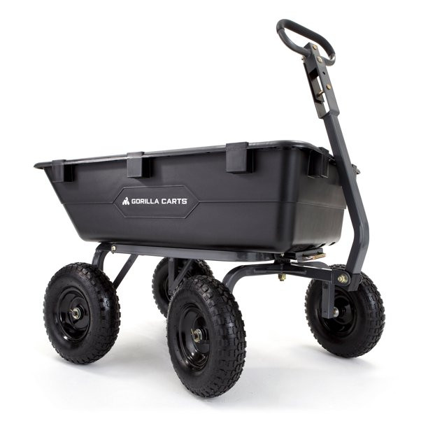 Gorilla Carts GOR6PS 1200-lb. Heavy-Duty Poly Dump Cart. 13″ Tires