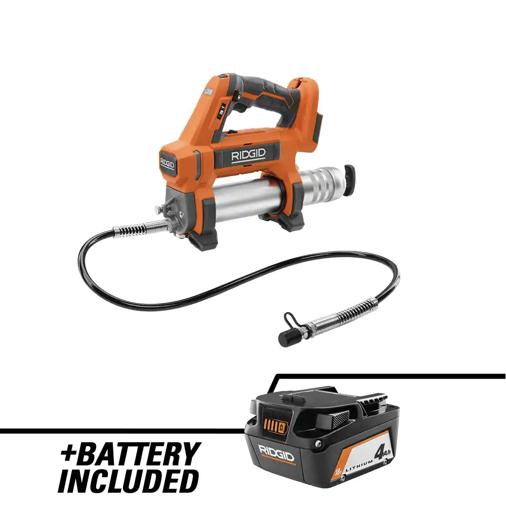 Ridgid 18V Cordless Grease Gun with 18V Lithium-Ion 4.0 Ah Battery