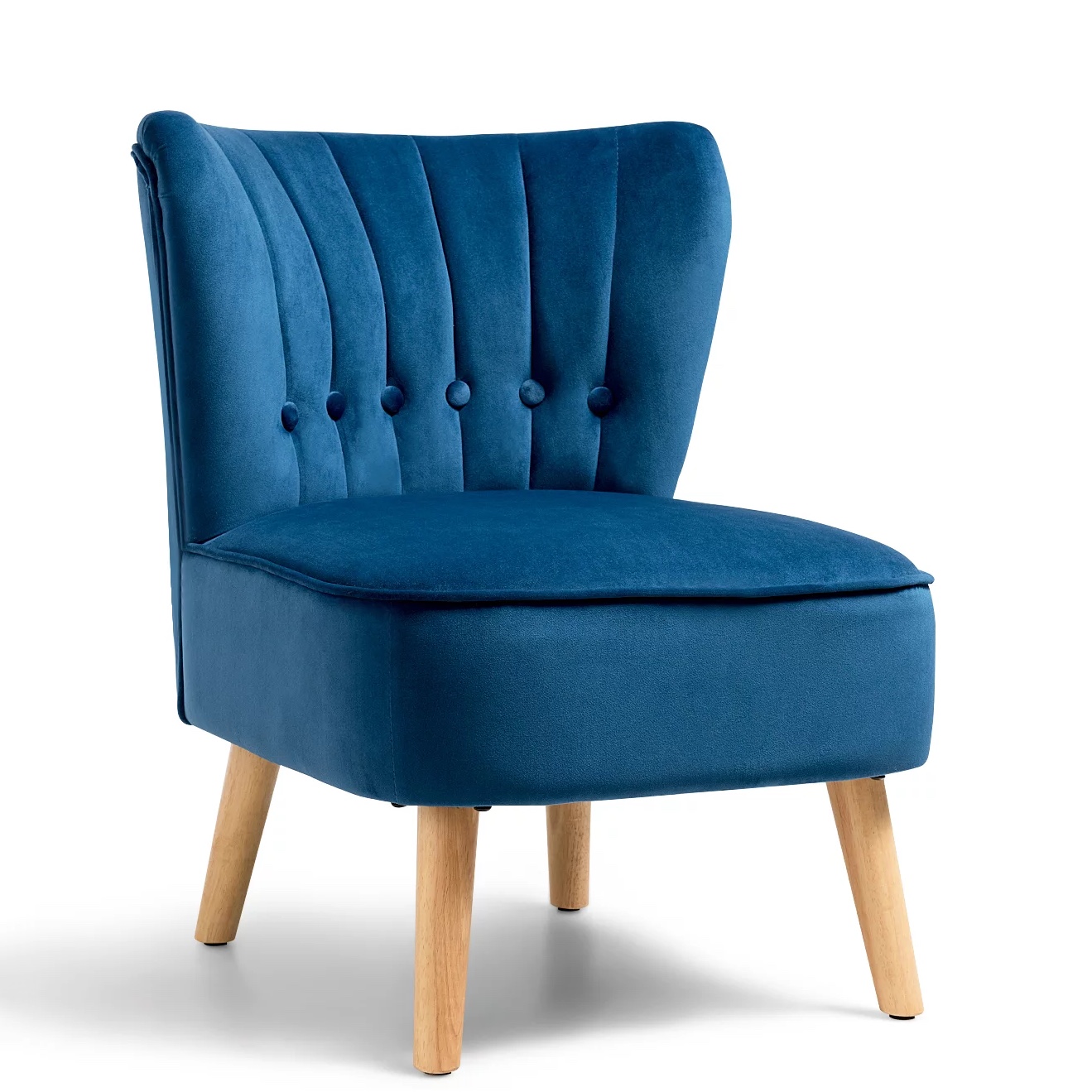 Costway Armless Accent Chair Tufted Velvet Leisure Chair Single Sofa Upholstered. Blue