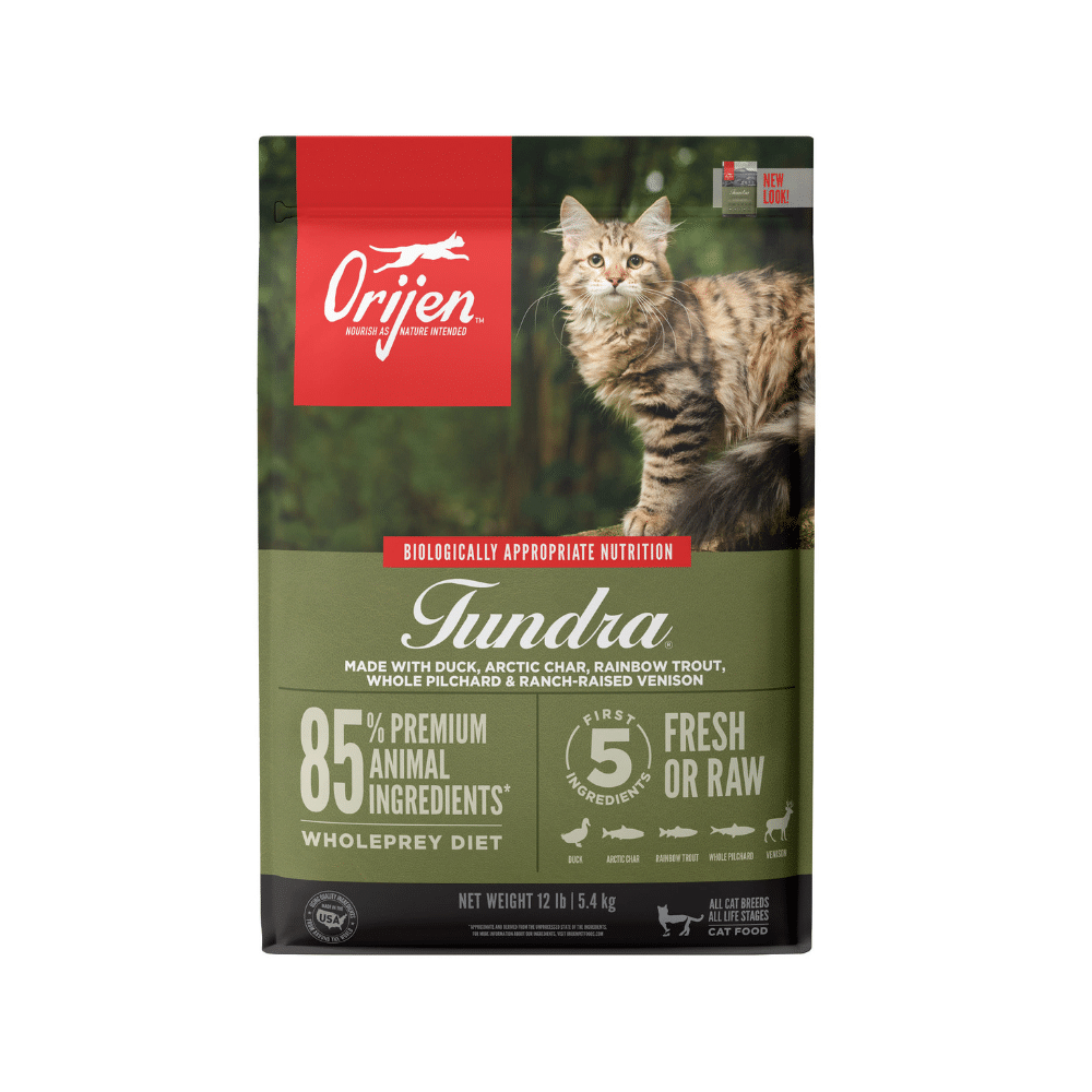 Orijen Grain Free Tundra Premium High Protein Fresh Raw Animal Ingredients Dry Cat Food. 12 Lbs