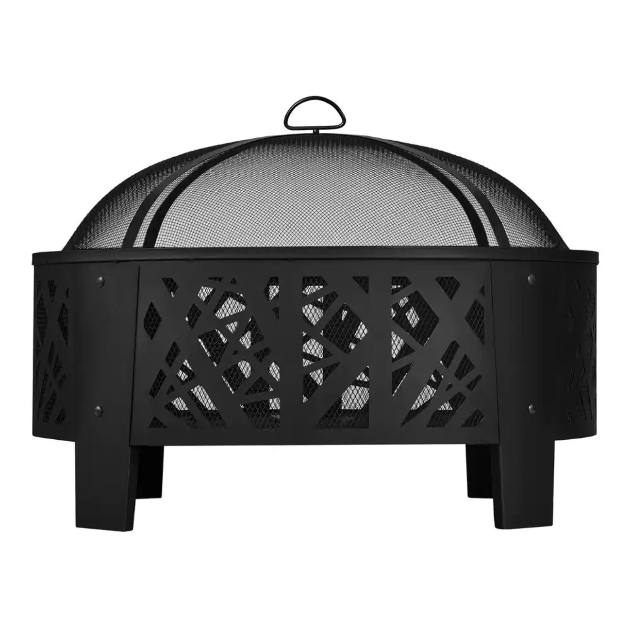 Hampton Bay 30 in. Outdoor Steel Wood Burning Black Fire Pit