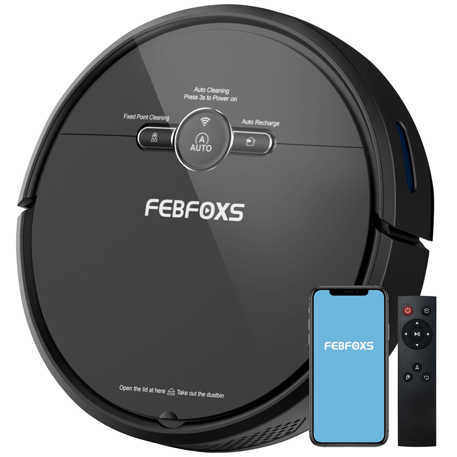 Febfoxs Robot Vacuum Cleaner. 3000Pa Super Suction Power. D2-001 Wi-Fi Automatic Vacuum Sweeper