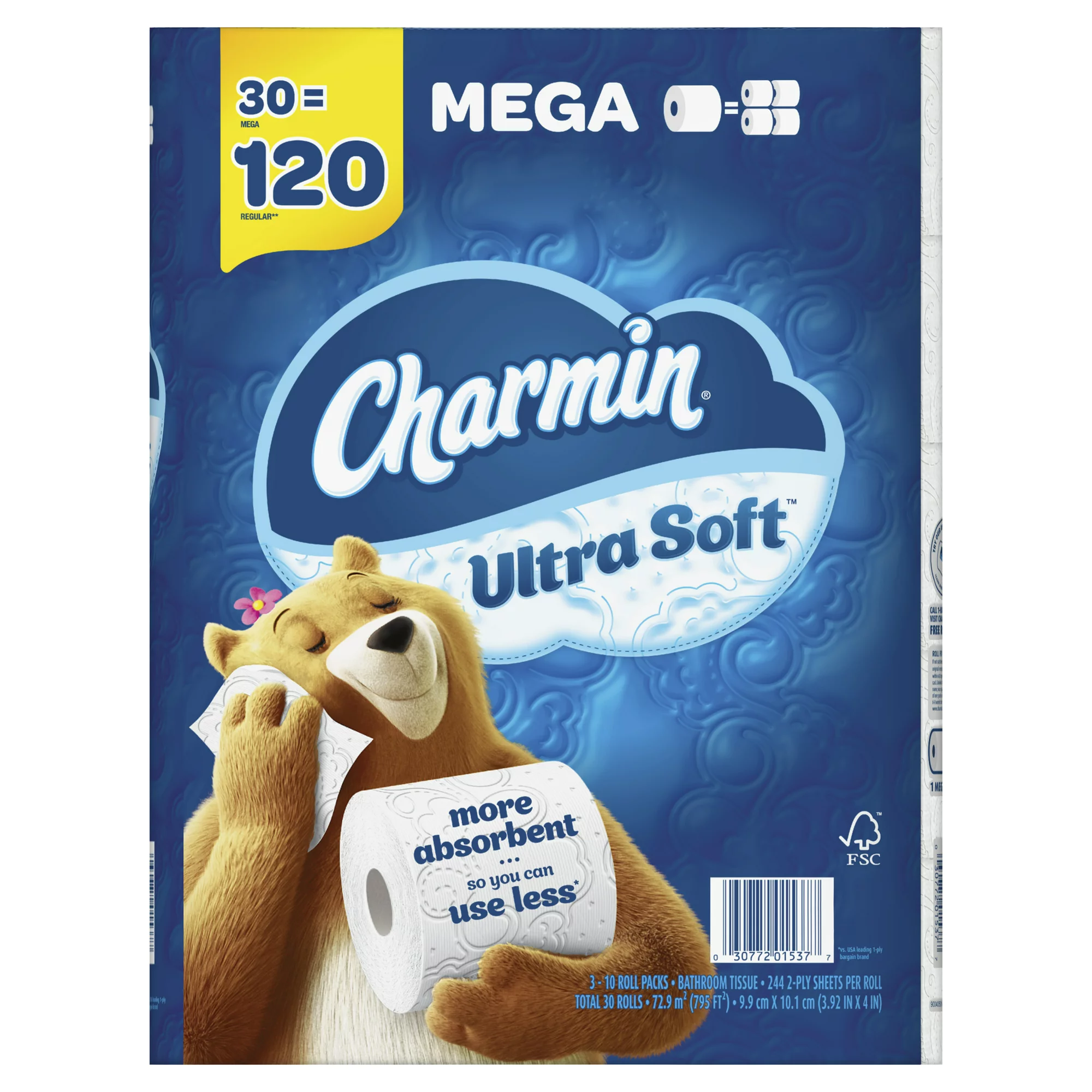 Charmin Ultra Soft Toilet Paper Mega Roll. 244 Sheets Per Roll. 30 Count