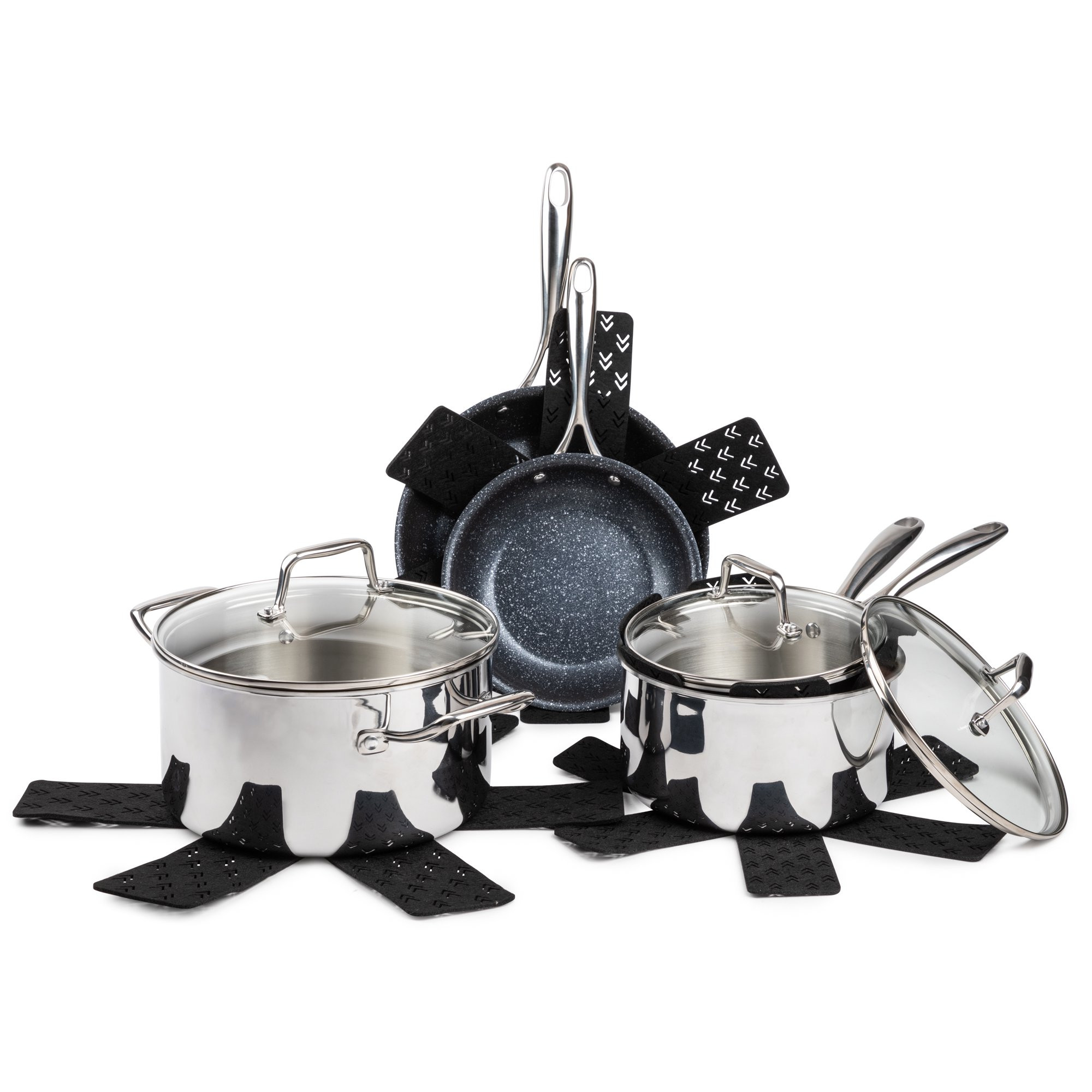 Thyme & Table Non-Stick 12-Piece Cookware Set Tri-Ply Stainless Steel (TT0167)