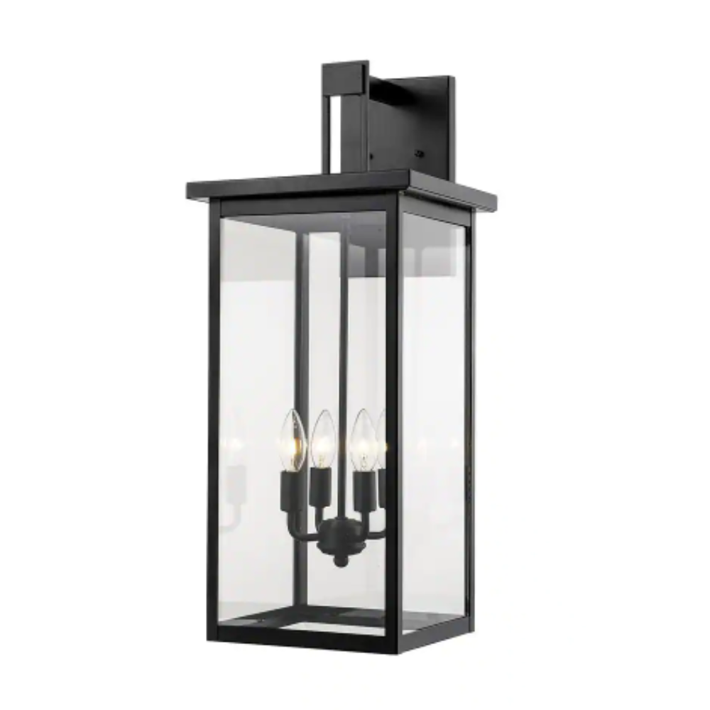Millennium Lighting 27 in. 4-Light Powder Coat Black Outdoor Wall-Light Sconce with Clear Glass