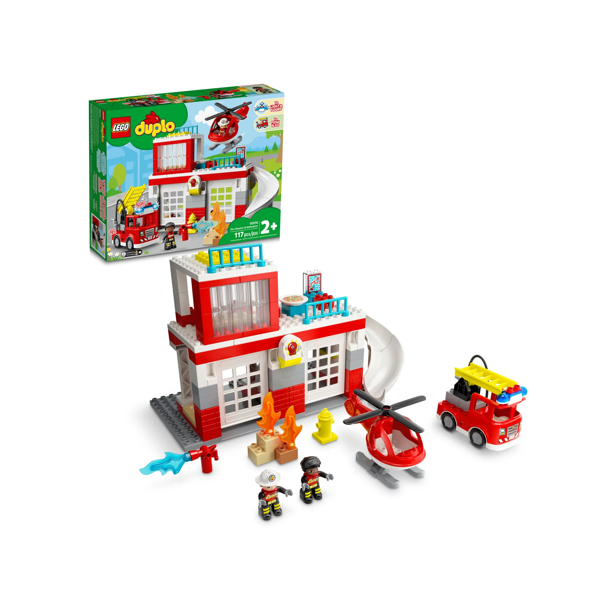 Lego Duplo Rescue Fire Station & Helicopter 10970 Building Toy. Playset with Fire Truck and Helicopter (117 Pieces)