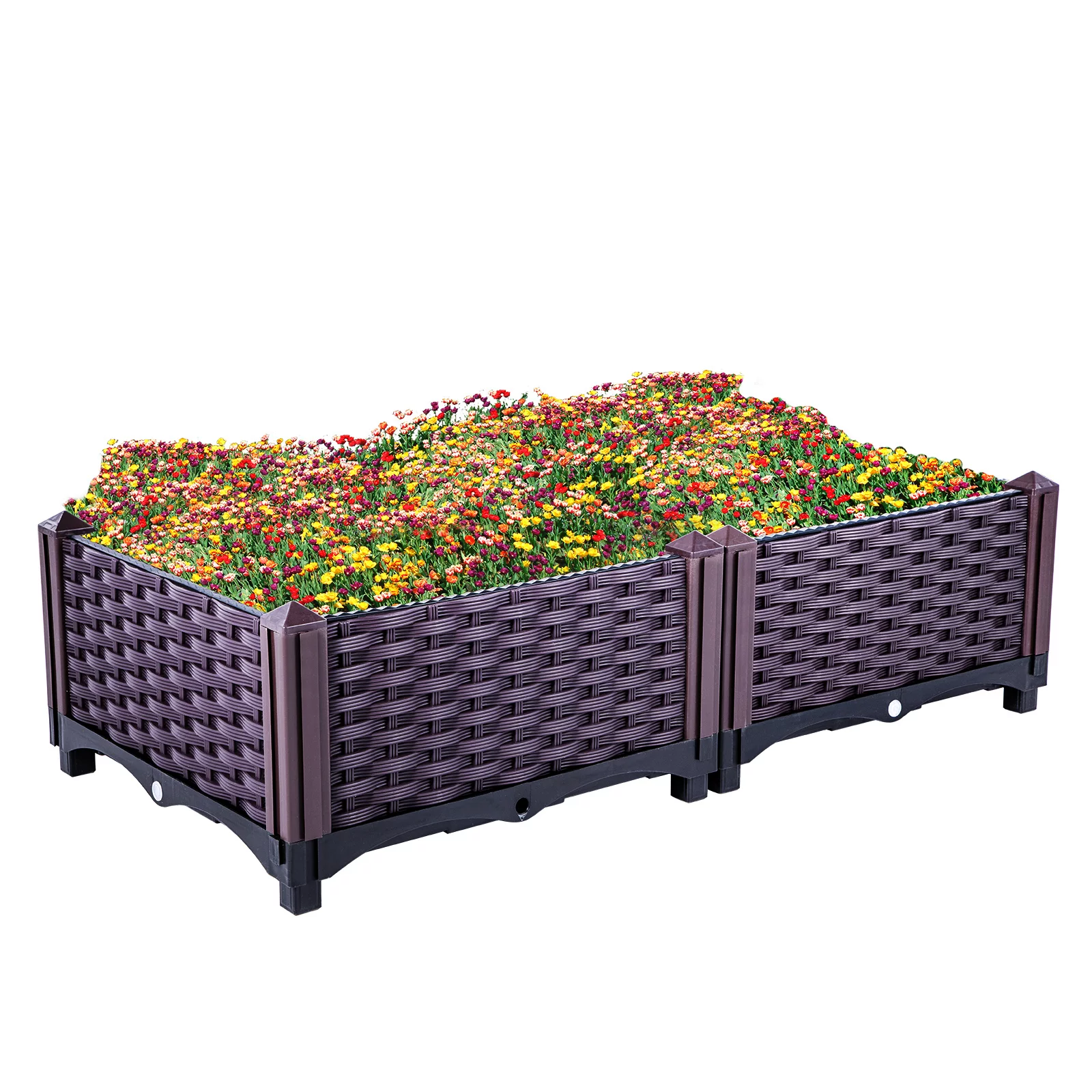 Vevor 15 15 9in Square Garden Planter Flower Bed Box Kit. Set of 2 Raised Garden Bed for In/Outdoor