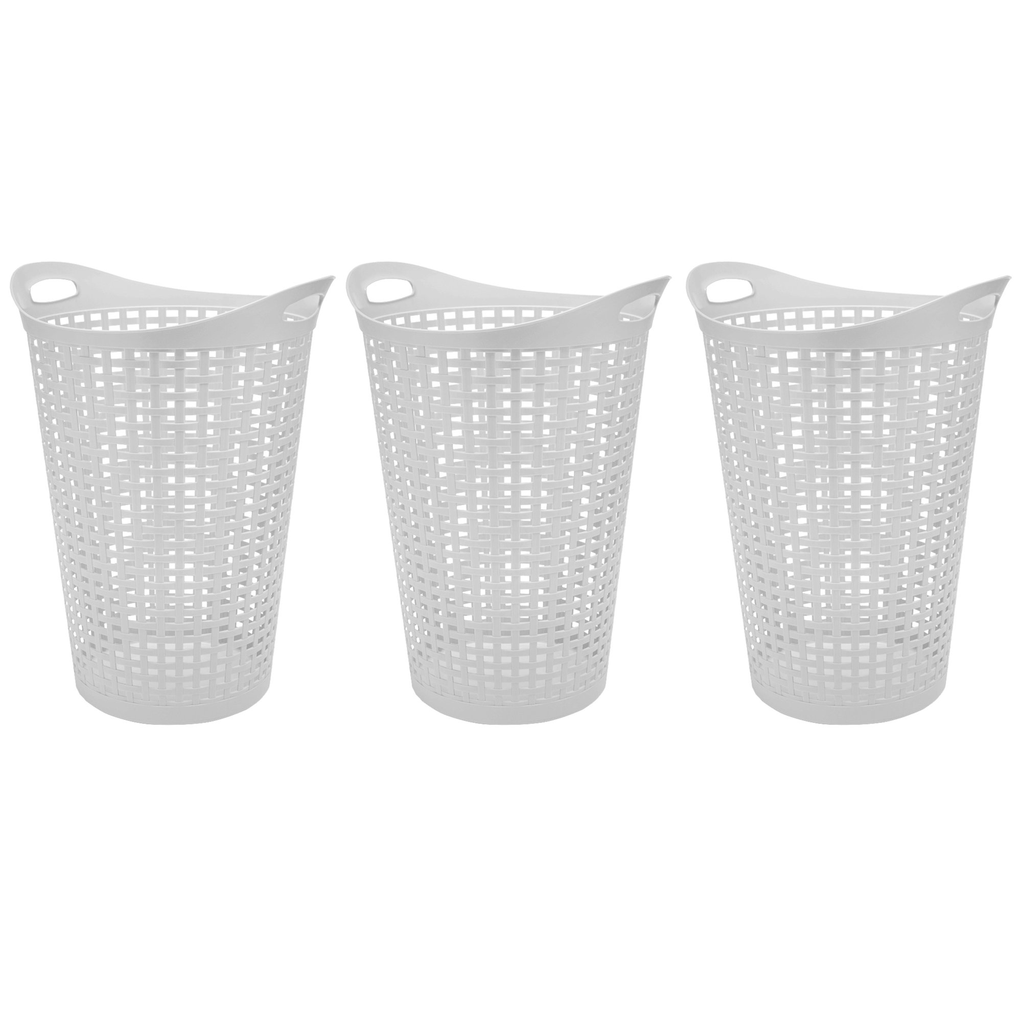 Mainstays Flexible Round Wicker Hamper. 3 Pack. White