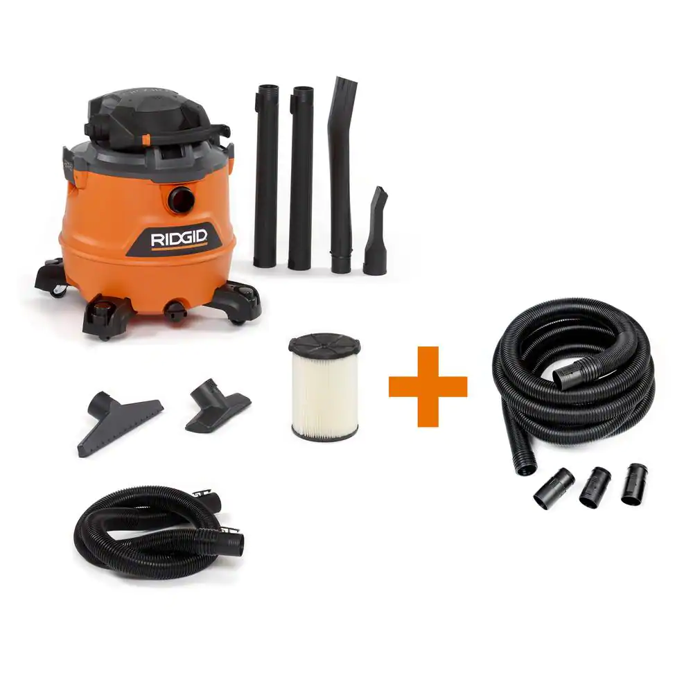 Ridgid 16 Gal. 6.5-Peak HP NXT Wet/Dry Shop Vacuum With Detachable Blower. Filter. 7 ft. Hose. 20 ft. Hose And Accessories