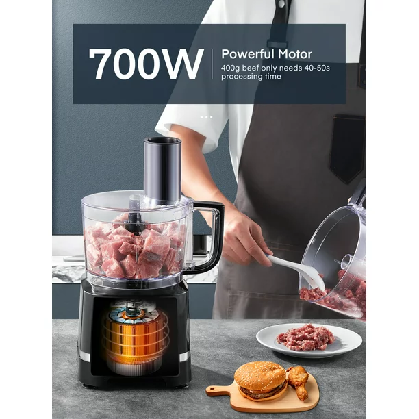J122 Food Processor. 12-Cup Professional Vegetable & Meat Chopper with 16 Functions. 4 Speeds. 700W. Large