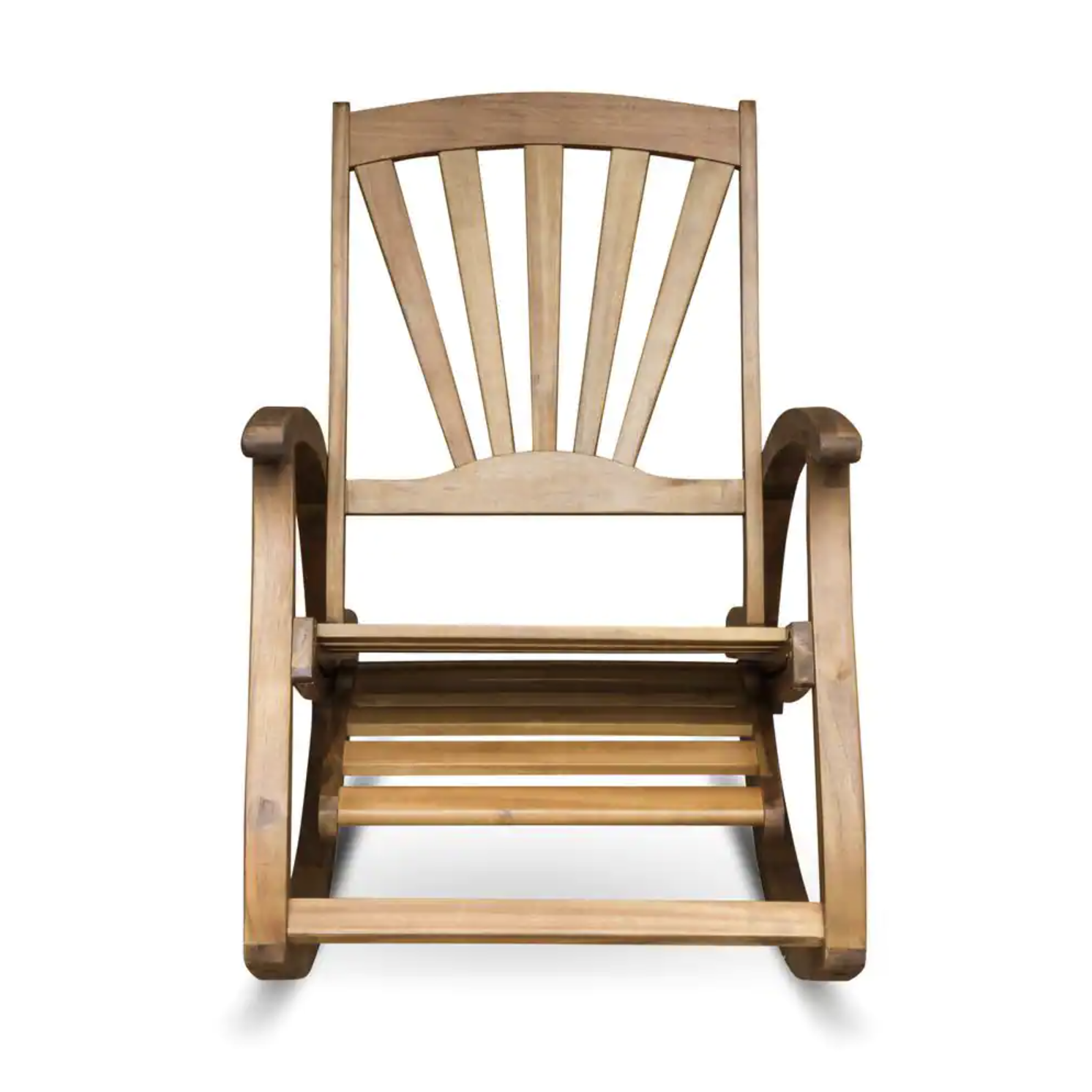 Noble House Sunview Teak Brown Wood Outdoor Rocking Chair with Footrest