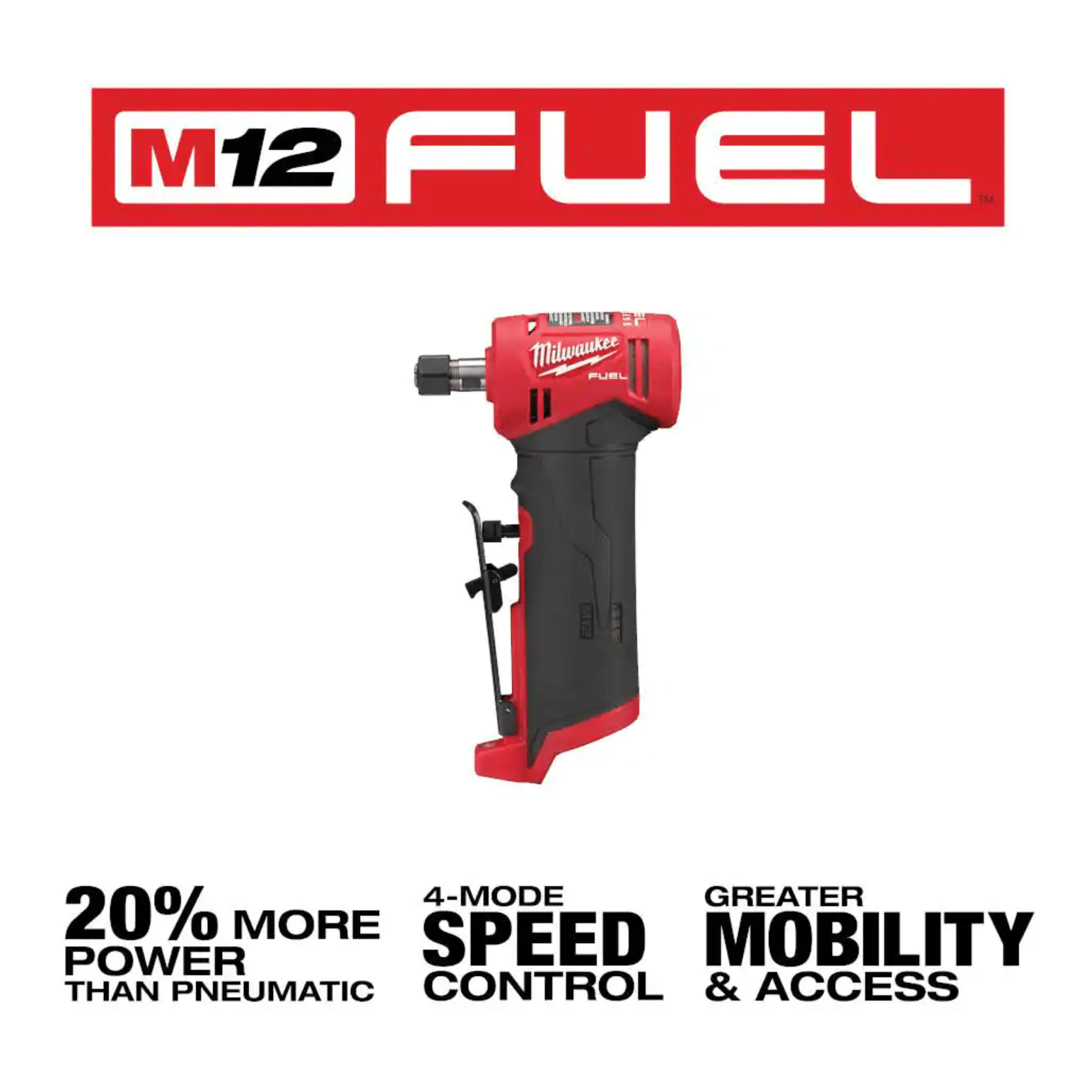 Milwaukee M12 Fuel 12V Lithium-Ion Brushless Cordless 1/4 in. Right Angle and Straight Die Grinder Kit. Tool-Only (2485-20-2486-20)