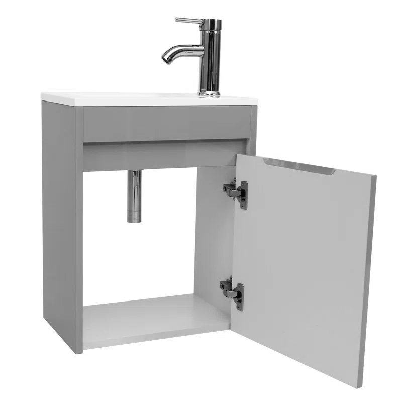 Latitude Run Angelize 16” Wall Mounted Single Bathroom Vanity With Stone Vanity Top