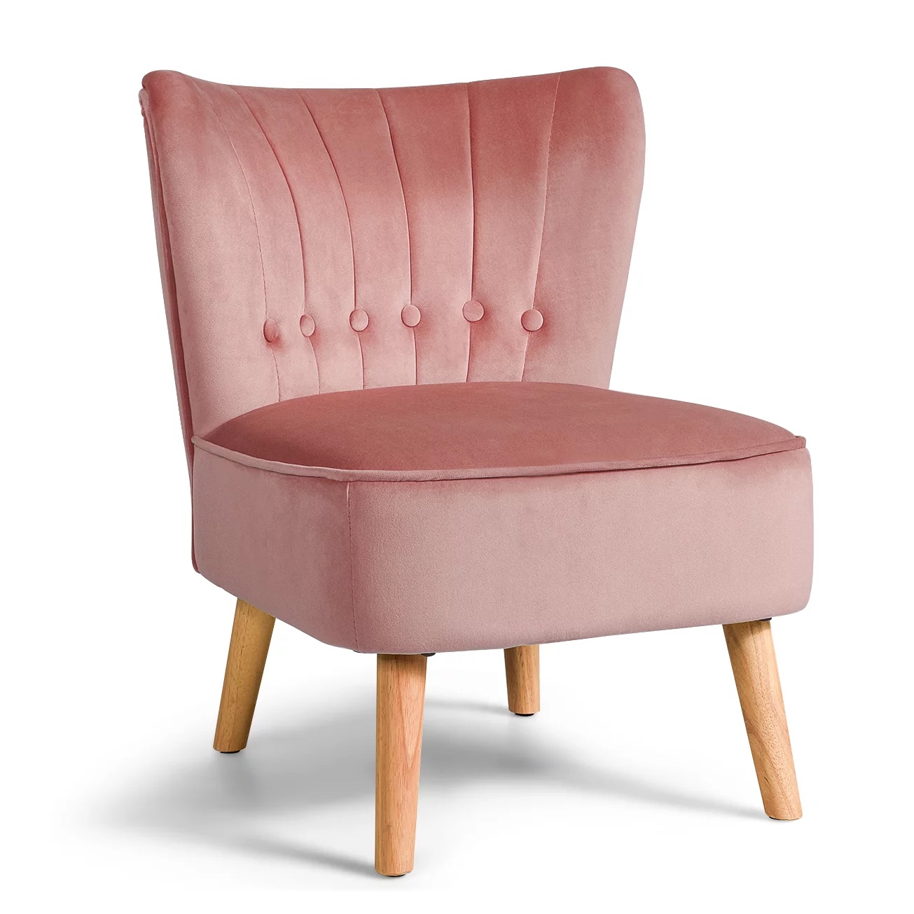 Costway Armless Accent Chair Tufted Velvet Leisure Chair Single Sofa Upholstered. Pink