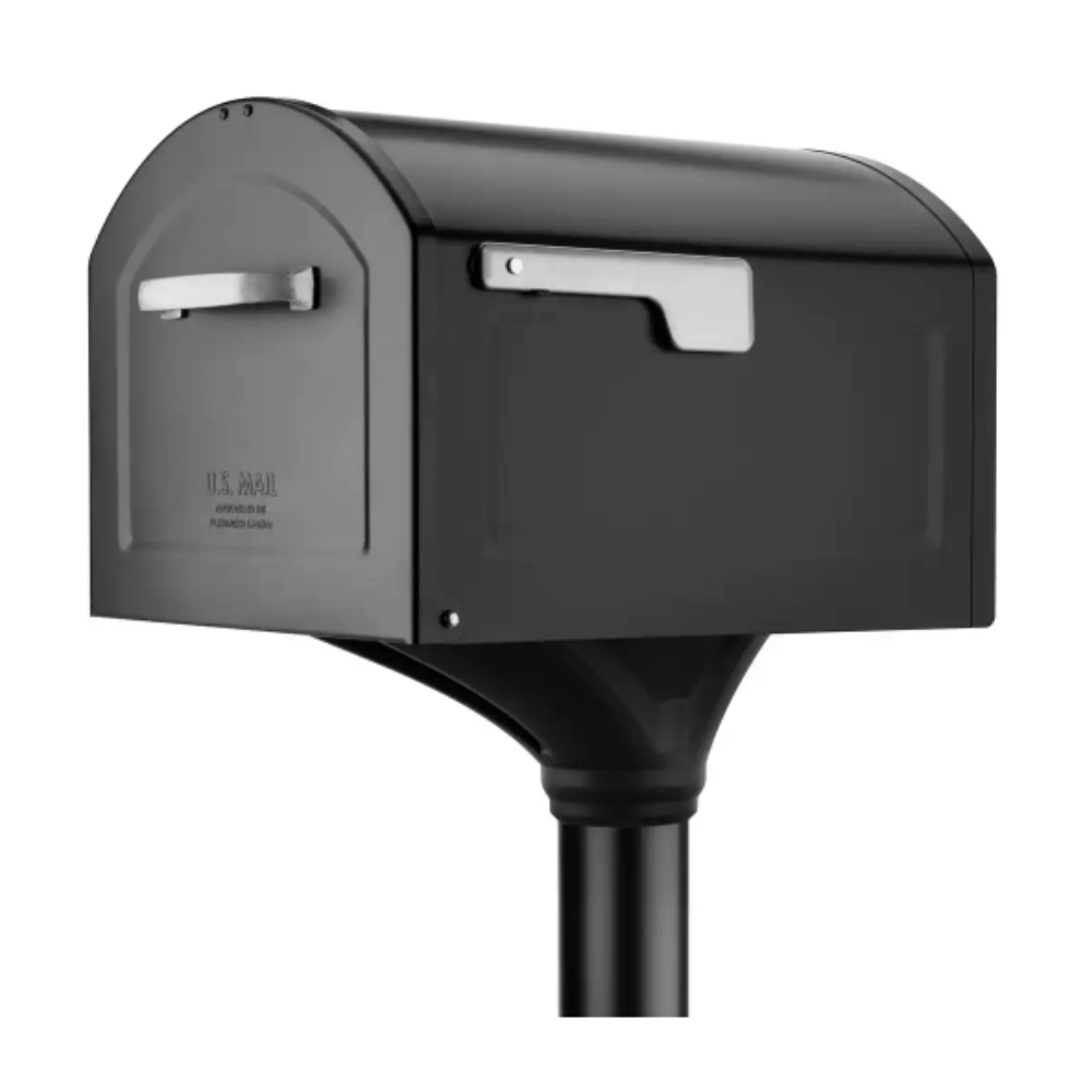 Architectural Mailboxes Centennial Black. Extra Large. Steel. Mailbox and Decorative Post Combo Kit