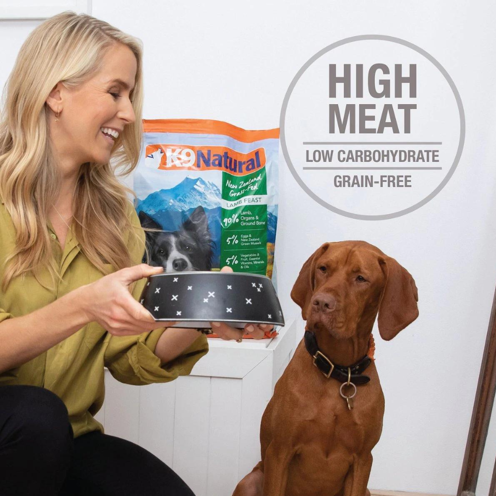 K9 Natural Lamb & King Salmon Grain-Free Freeze-Dried Dog Food. 4-lb bag