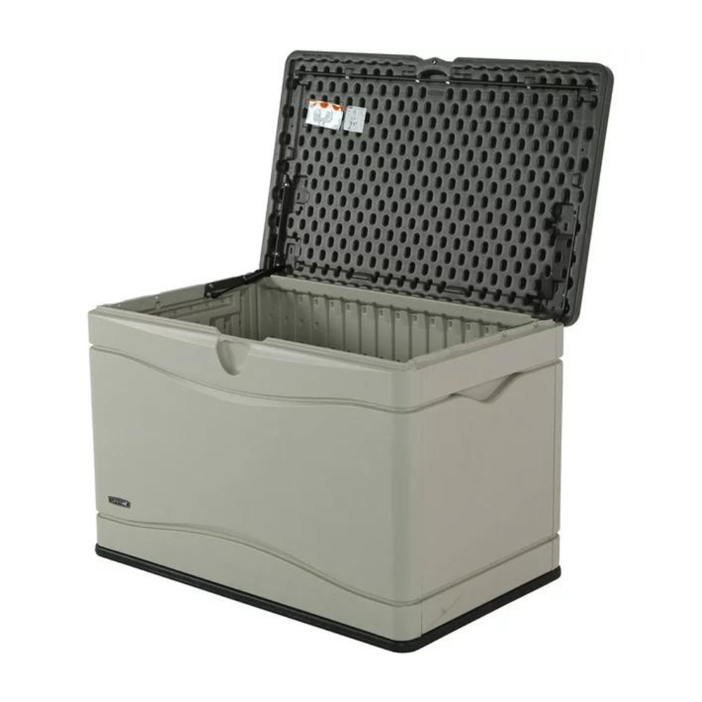 Lifetime Heavy-Duty 80 Gallon Plastic Deck Box. Desert Sand