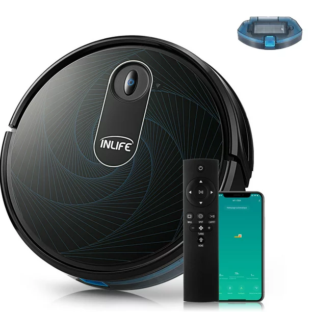 Inlife Robot Vacuum Cleaner INLIFE 2000Pa Suction Robotic Vacuum for Pet Hair.Wi-Fi Alexa/App/Remote Control. Green