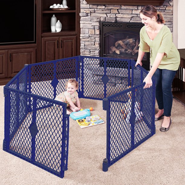 Toddleroo by North States Superyard Classic Baby Play Yard. Navy Plastic