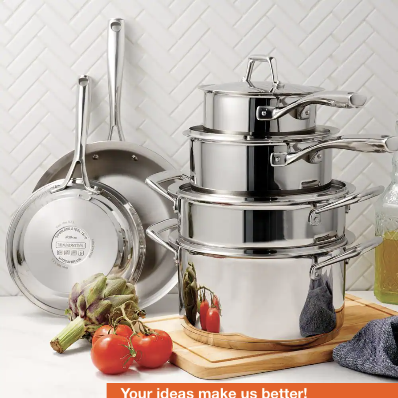 Tramontina Gourmet Prima 10-Piece Stainless Steel Cookware Set