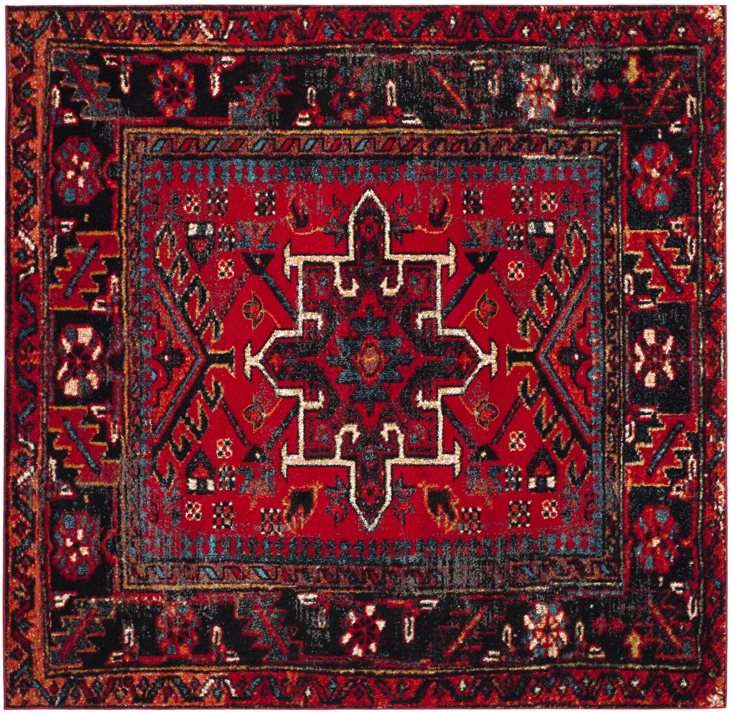 Union Rustic Amaniya Machine Woven/ Power Loomed Performance Red Rug. Square 10′ x 10′