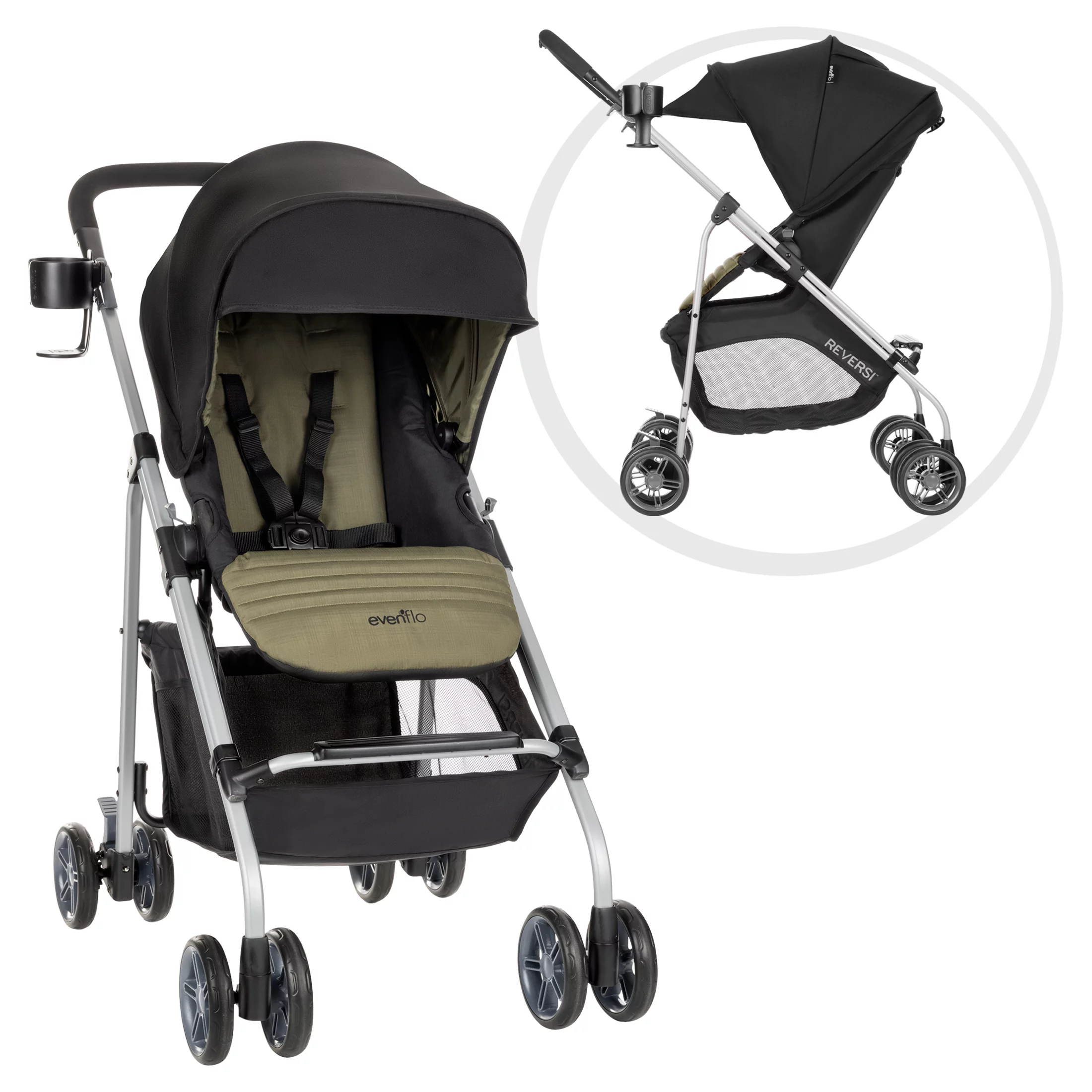 Evenflo Reversi Lightweight Reversible Stroller. Leonis Green