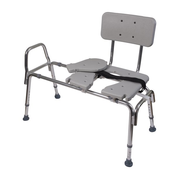 DMI Tub Transfer Bench and Sliding Shower Chair. Heavy Duty Non Slip Aluminum Body & Seat