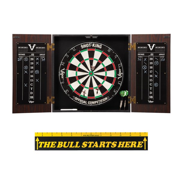 Viper Stadium Cabinet With Shot King Sisal Dartboard & “The Bull Starts Here” Throw Line Marker
