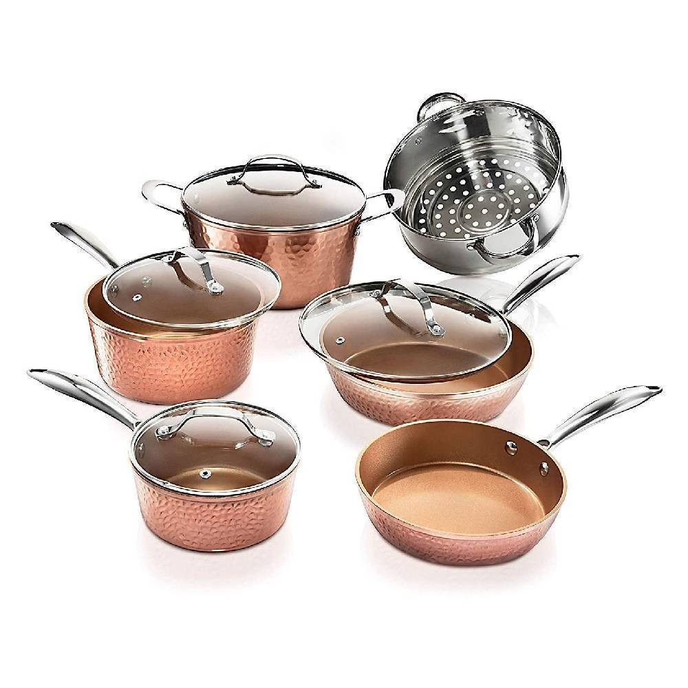 Gotham Steel Hammered Copper Collection  C 15 Piece Premium Cookware & Bakeware Set