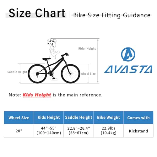 AVASTA 20'' Big Kids Mountain Bike for Age 6 7 8 9 10 11 12 Years Old Boys Girls Teen with Suspension Fork Front & Rear Dual Hand Brakes 6 Speeds Drivetrain. Cyan