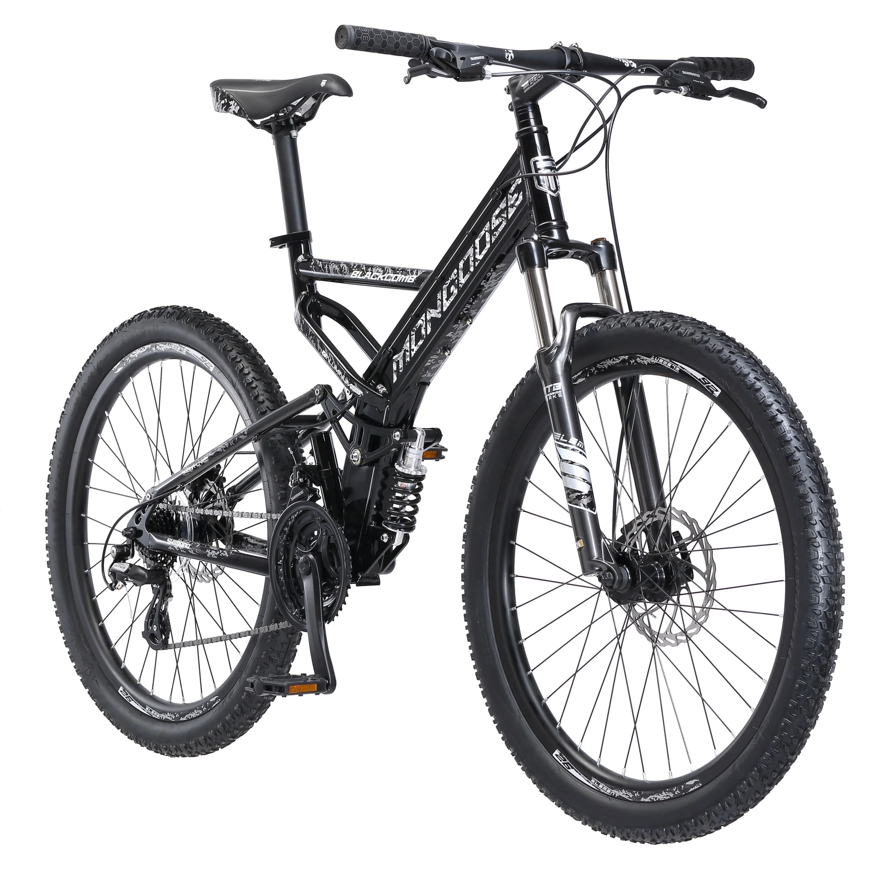 Mongoose Blackcomb Mountain Bike. 26-inch wheels. 24 speeds. Black. Men's