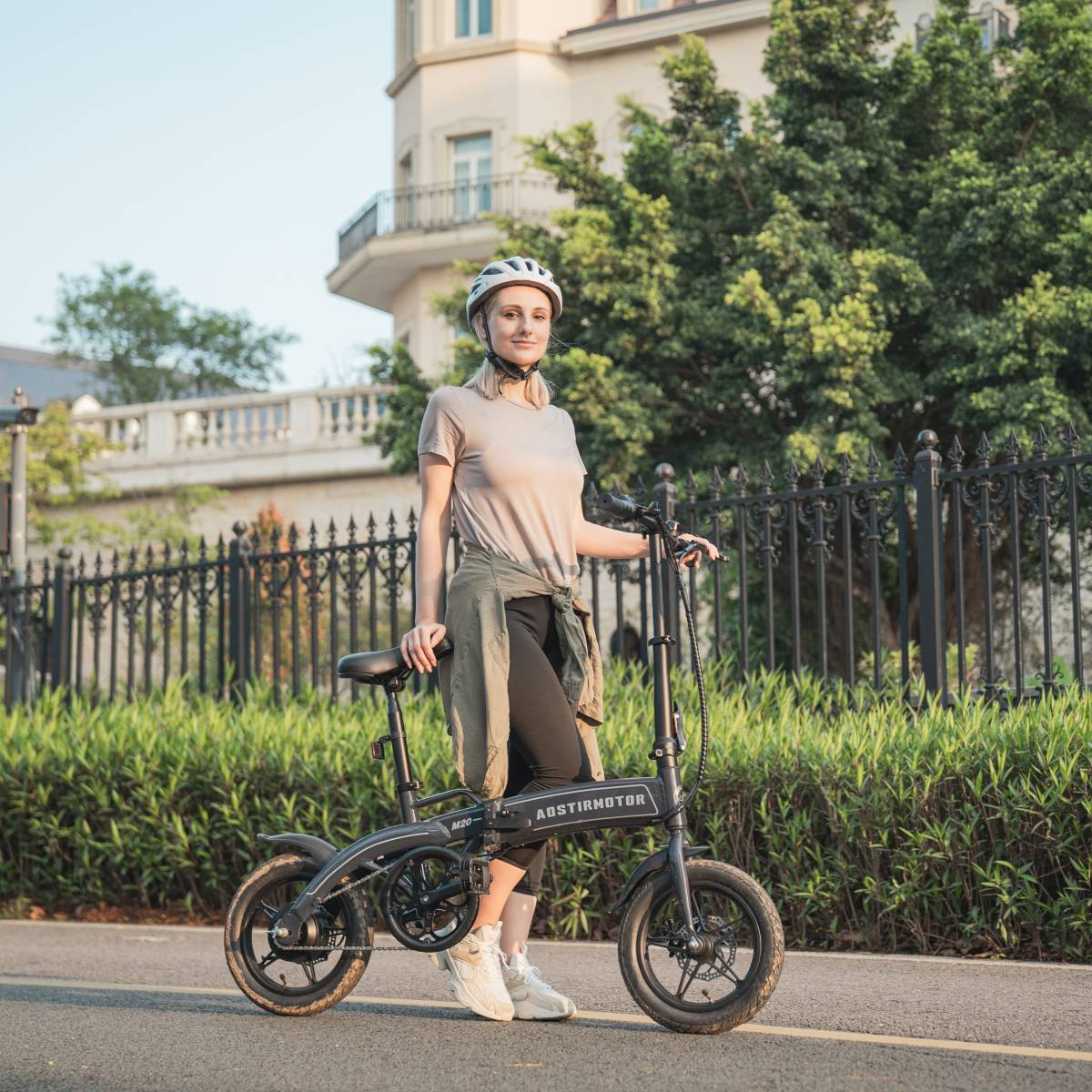 Aostirmotor 14 Electric Bike.350W 7.5Ah/36V E Bike. Lightweight Folding Electric Bicycles for Adult(White)