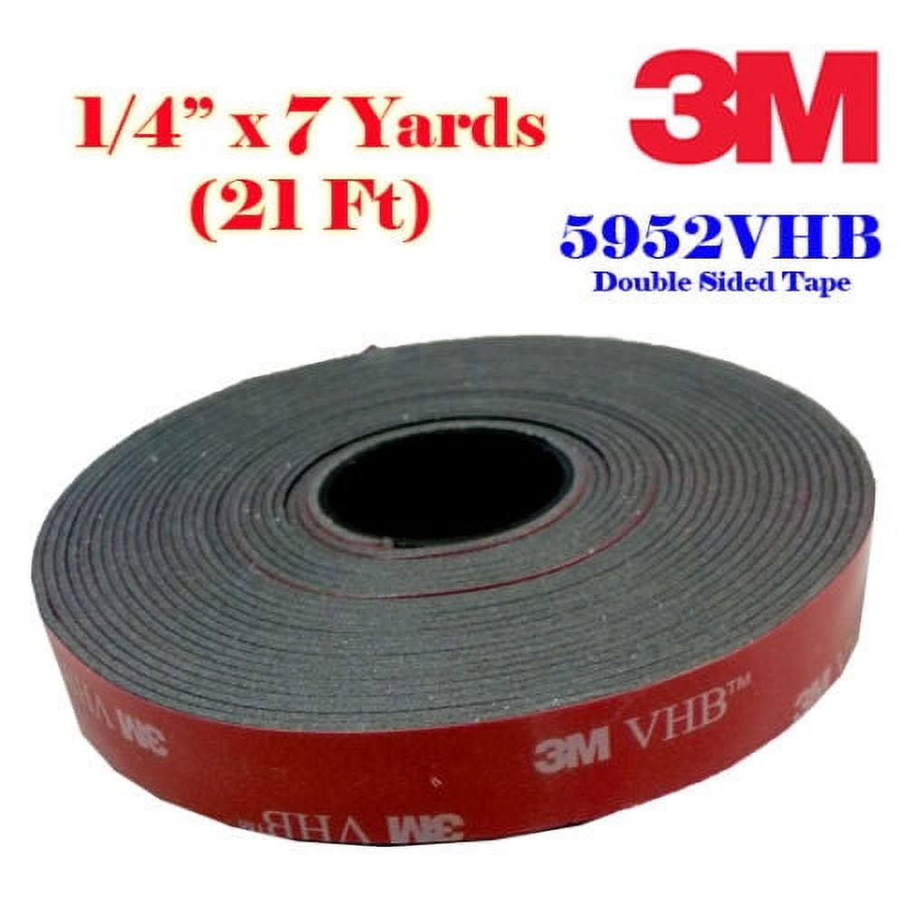 3M 1/4 6mm x 21 ft 7 Yards VHB Double Sided Foam Adhesive Tape 5952 Grey Automotive Mounting Very High Bond Strong Indust