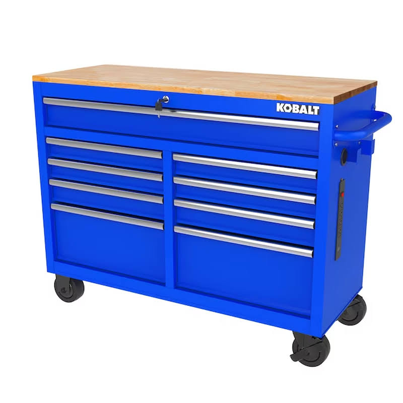 Kobalt 46.1-in L x 37.2-in H 9-Drawers Rolling Black Wood Work Bench | 19045