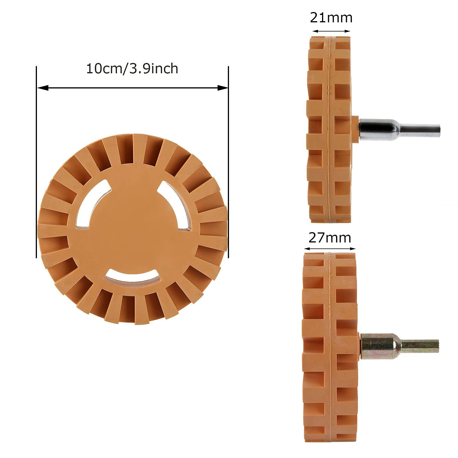 4pcs Decal Remover Eraser Wheel Tool Kit, 4inch Rubber Power Drill Attachment Car Adhesive, Pinstripe, Sticker, Vinyl Removal Tool Set with Drill