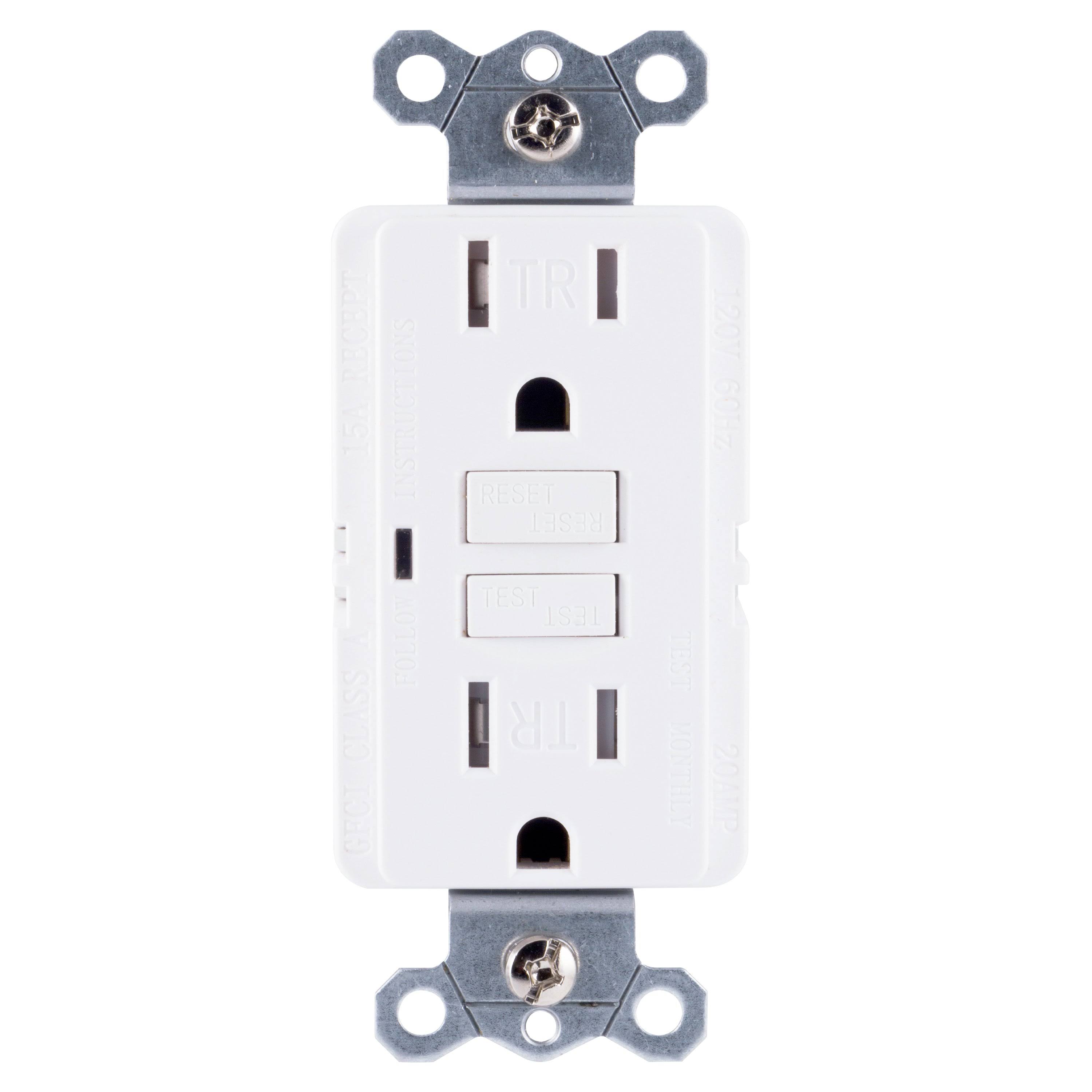GE 32075 15A Tamper-Resistant Self-Test GFCI Outlet (White)