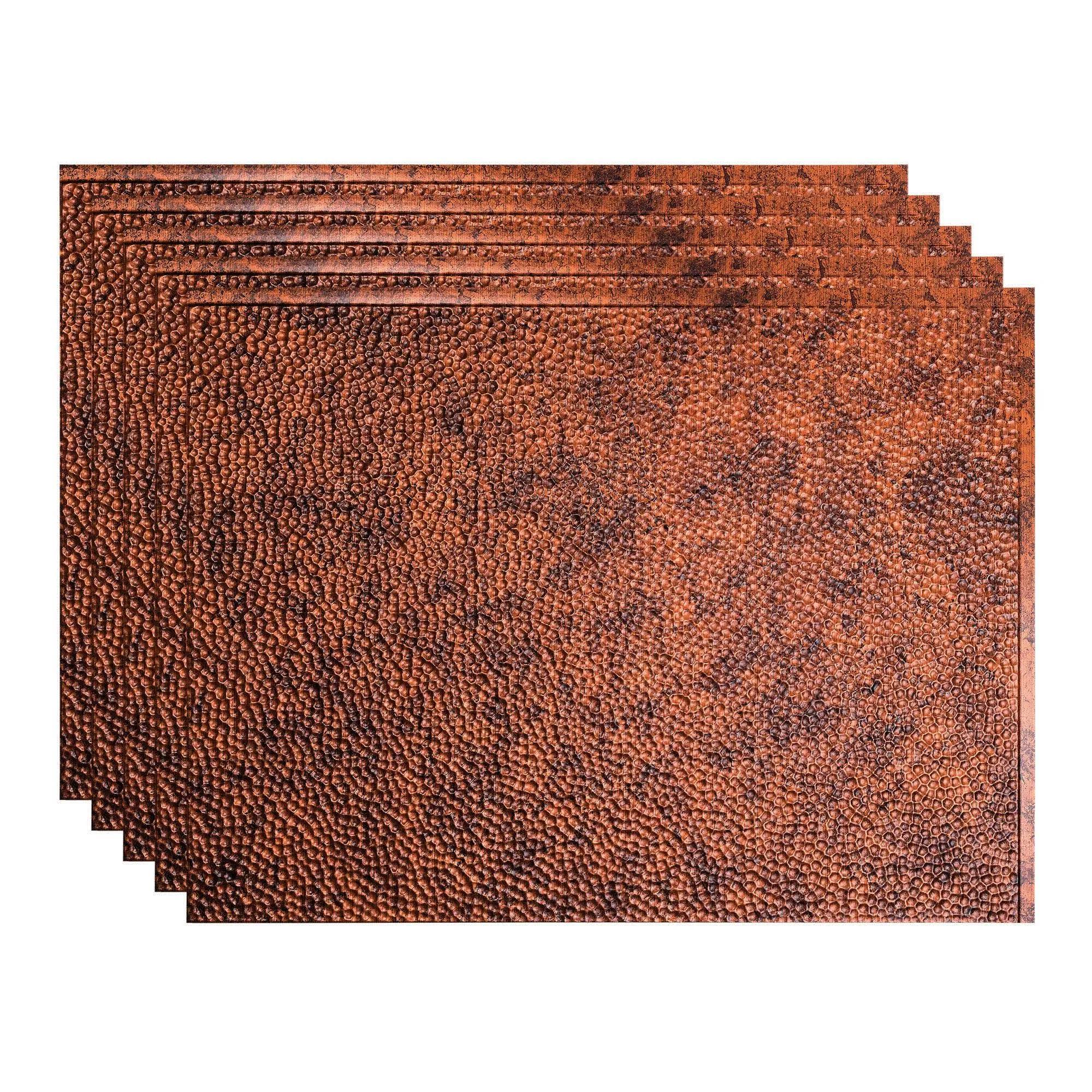 Fasade 18in x 24in Hammered Moonstone Copper Backsplash Panel (5 Pack)