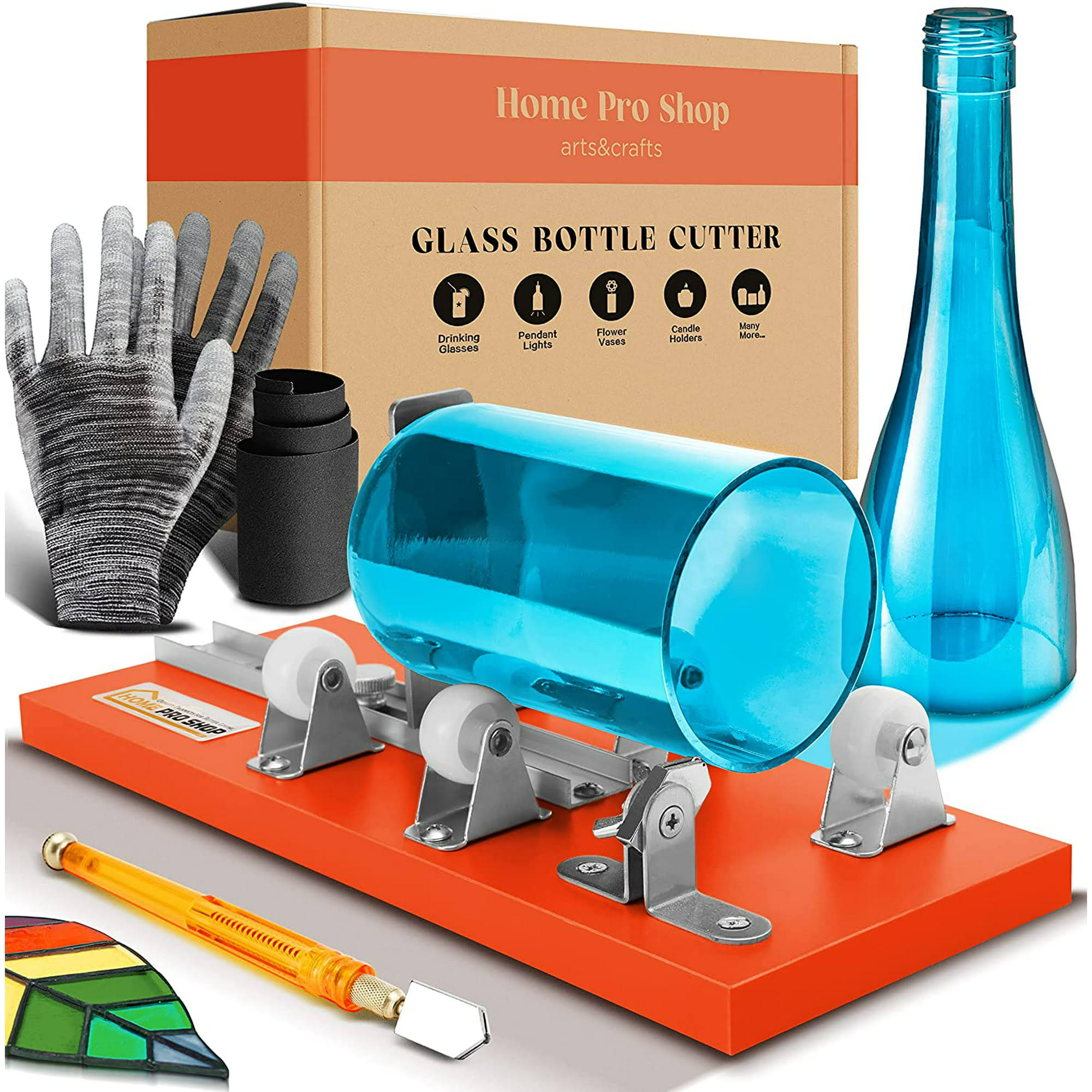 Home Pro Shop Bottle Cutter & Glass Cutter Kit- Wine Bottle Cutter DIY Tool- Glass Bottle Cutter Kit for Wine, Beer Bottles, Mason Jars- Bottle