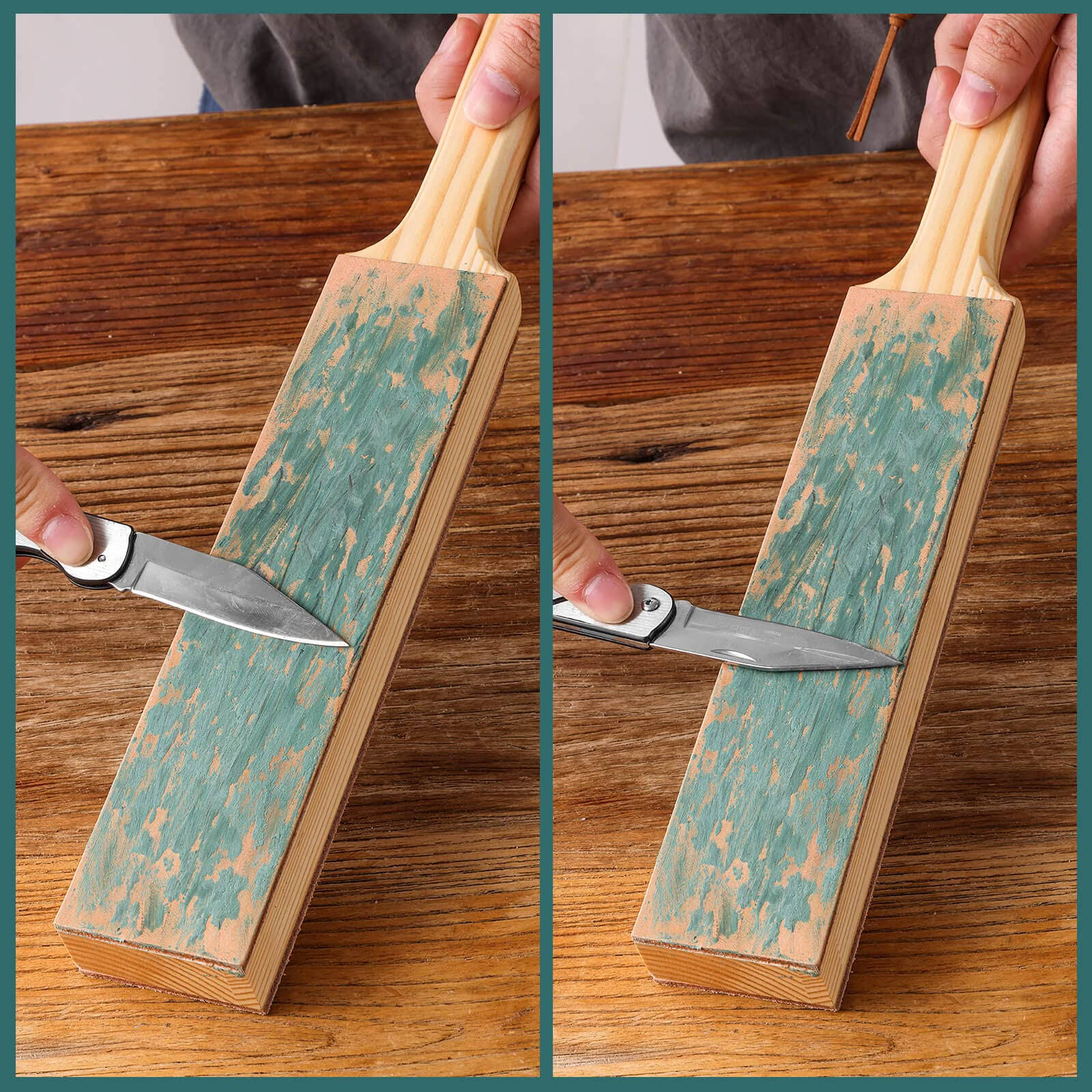 Angerstone Double Side Leather Strop for Knife Sharpening- 14