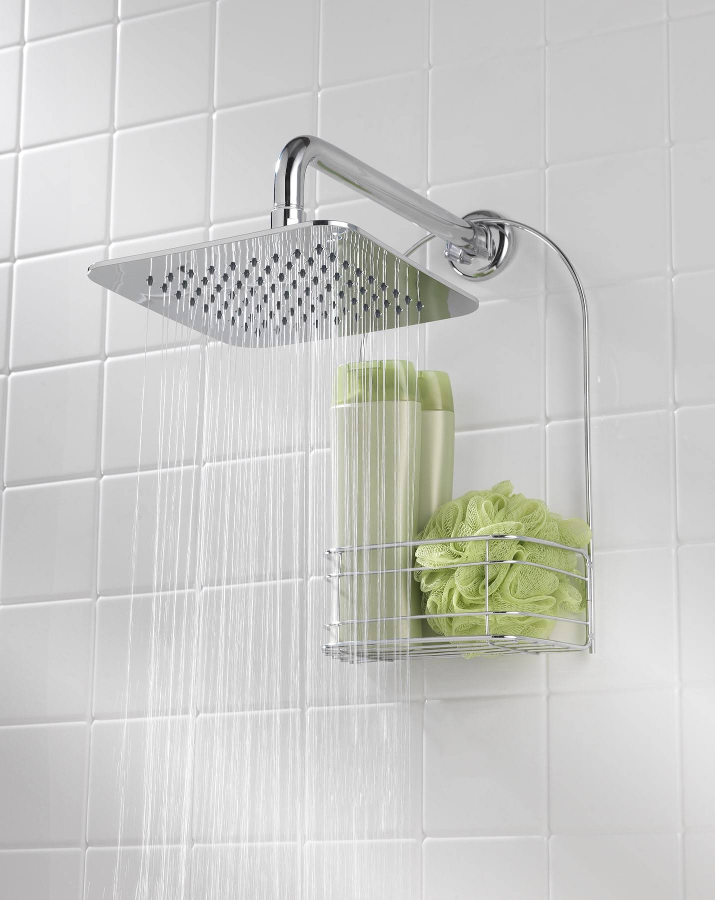 Project Source Chrome Square Rain Shower Head Fixed Shower Head 1.8-GPM (6.8-LPM) Rubber | 3073-06118-PSCH