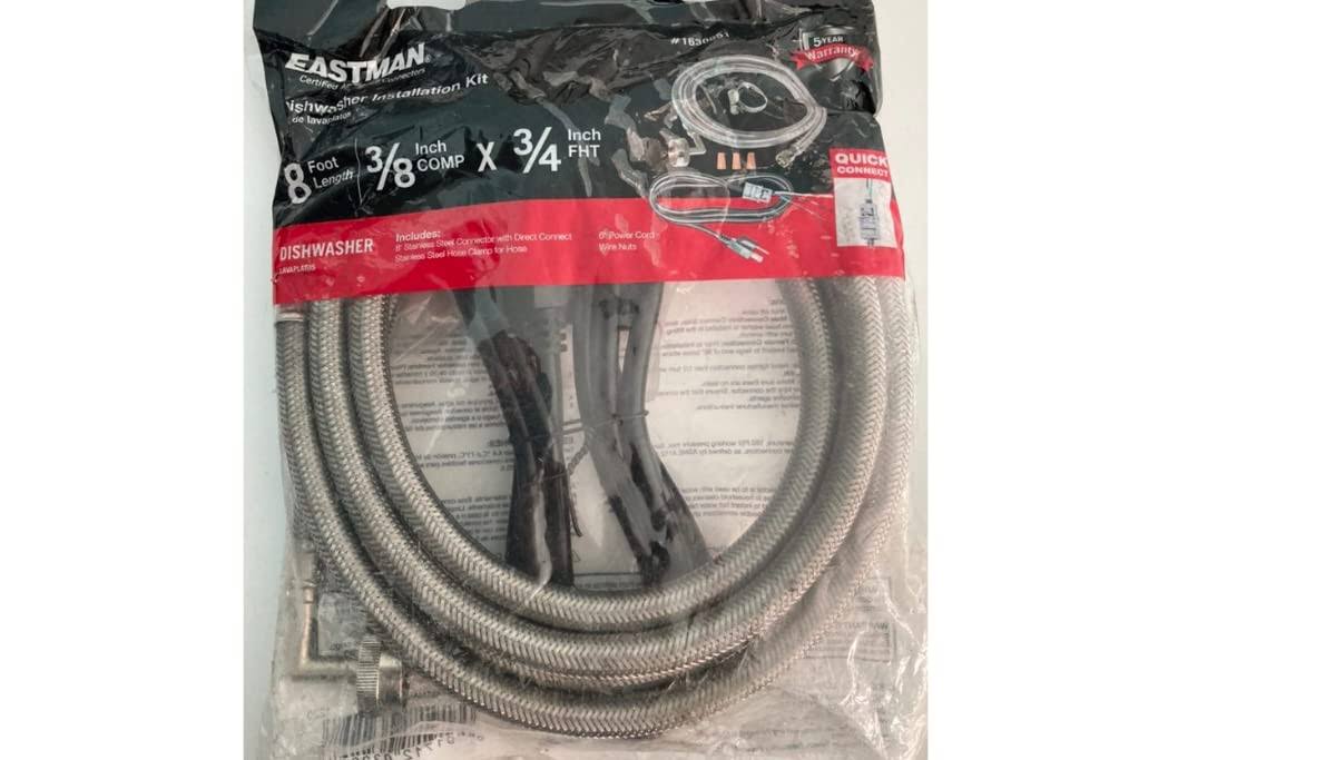 Eastman 8-ft 3/8-in Compression Inlet x 3/4-in Hose Thread Outlet Braided Stainless Steel Dishwasher Connector