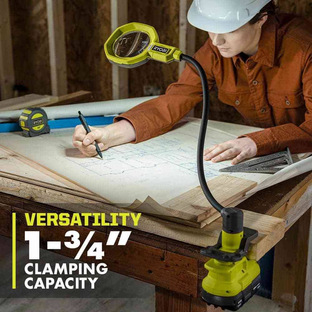 Ryobi PCL664B One+ 18V LED Magnifying Clamp Light (Tool Only)