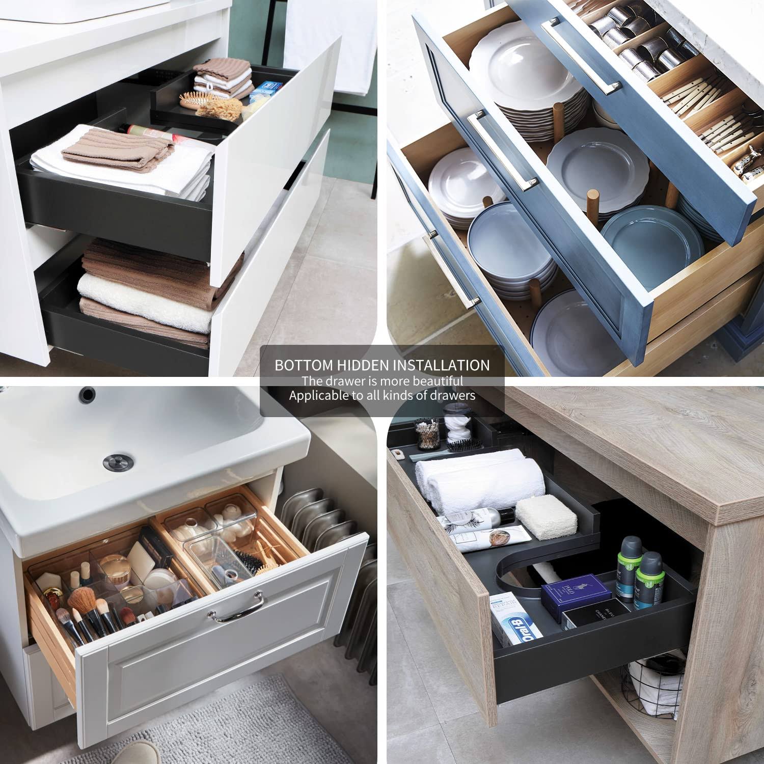 SIGOEI 22 inch Bottom Mount Soft Close Drawer Slides Full Extension Concealed Rails Track 80 lb Load Capacity 1 Pair (22 inch)