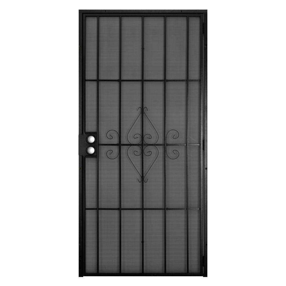 Unique Home Designs 32 in. x 80 in. Su Casa Black Surface Mount Outswing Steel Security Door with Expanded Metal Screen