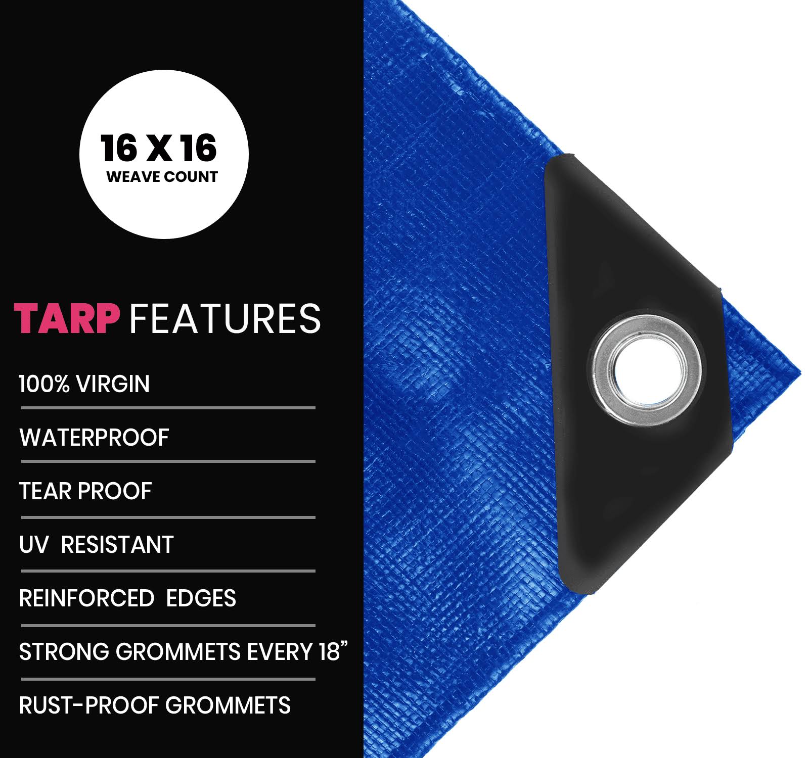 PROTARP 12 ft. x 20 ft. White Polyethylene Heavy Duty 22 Mil Tarp, Waterproof, UV Resistant, Rip and Tear Proof