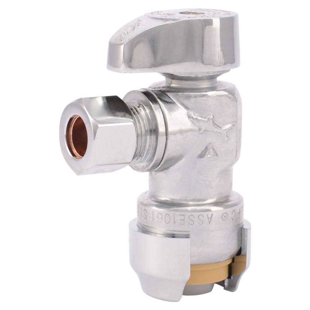 Sharkbite Brass 1/2-in Push-to-Connect x 3/8-in OD Compression Quarter Turn Angle Valve 23036LFZ